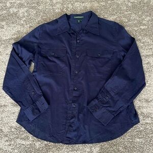 Lauren Ralph Lauren cotton button down shirt blouse #A